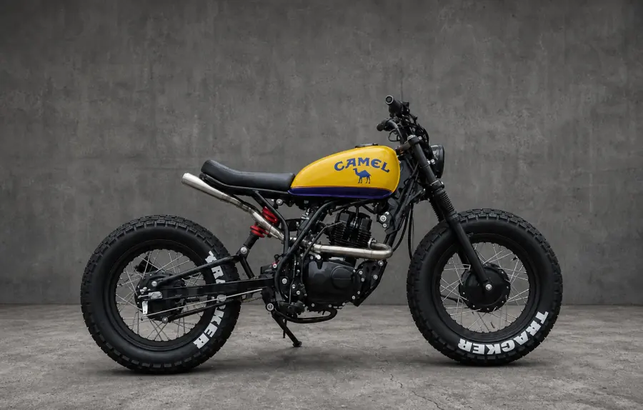 Moto tracker Zero Customs com pintura Camel