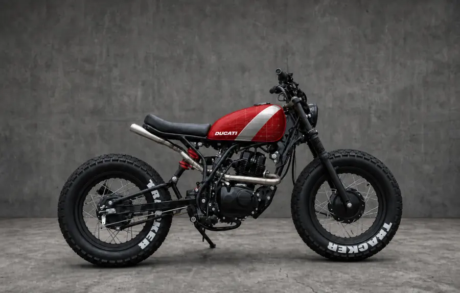 Moto tracker Zero Customs com pintura Ducati